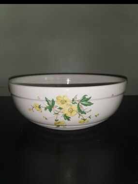 Vintage‎ Knowles USA Utility Ware Large Serving Bowl Yellow Flower Pattern